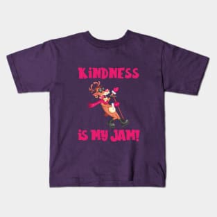 Kindness is My Jam with Christmas Reindeer Singing Kids T-Shirt